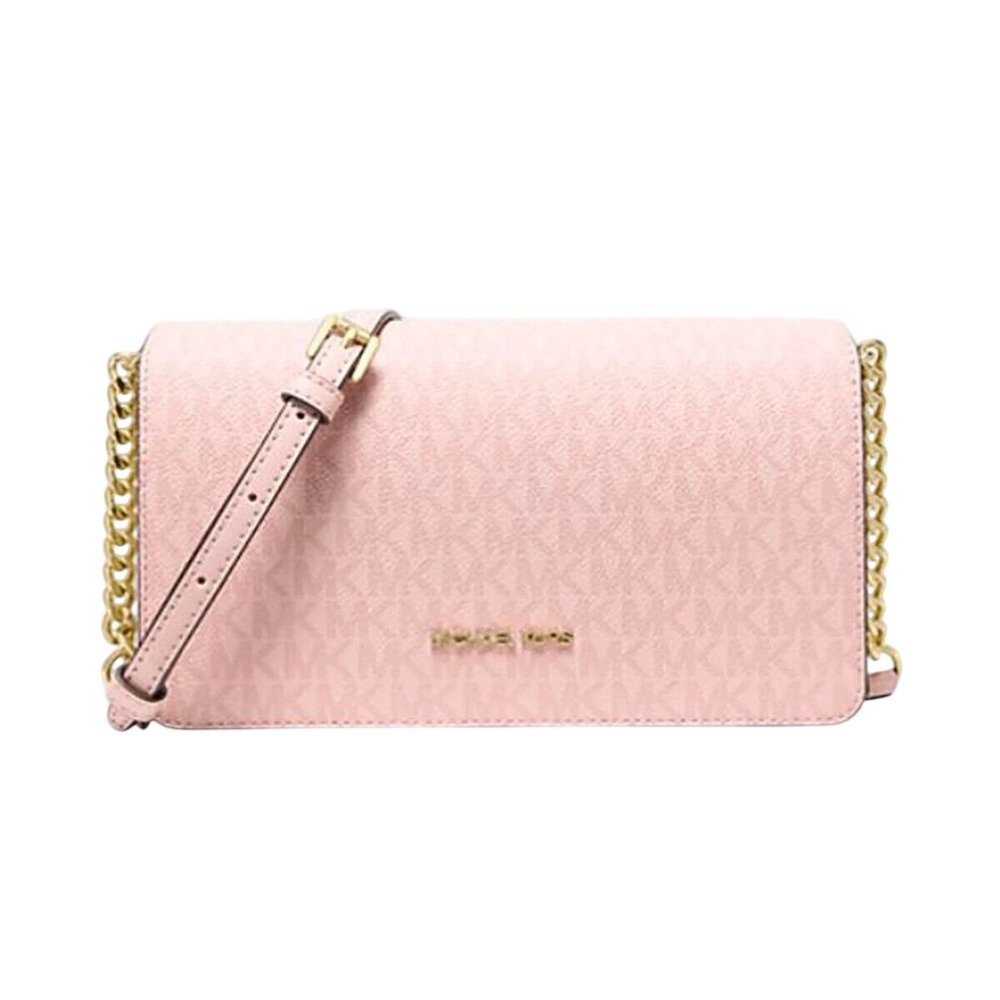 436.Michael Kors Jet Set Med Signature Logo Crossbody Bag Powder Blush Rose Pink